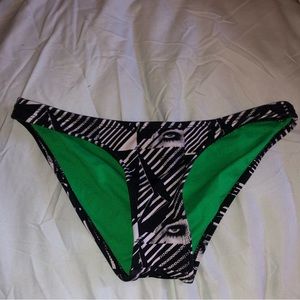 Black White graphic swimsuit bikini bottom Small